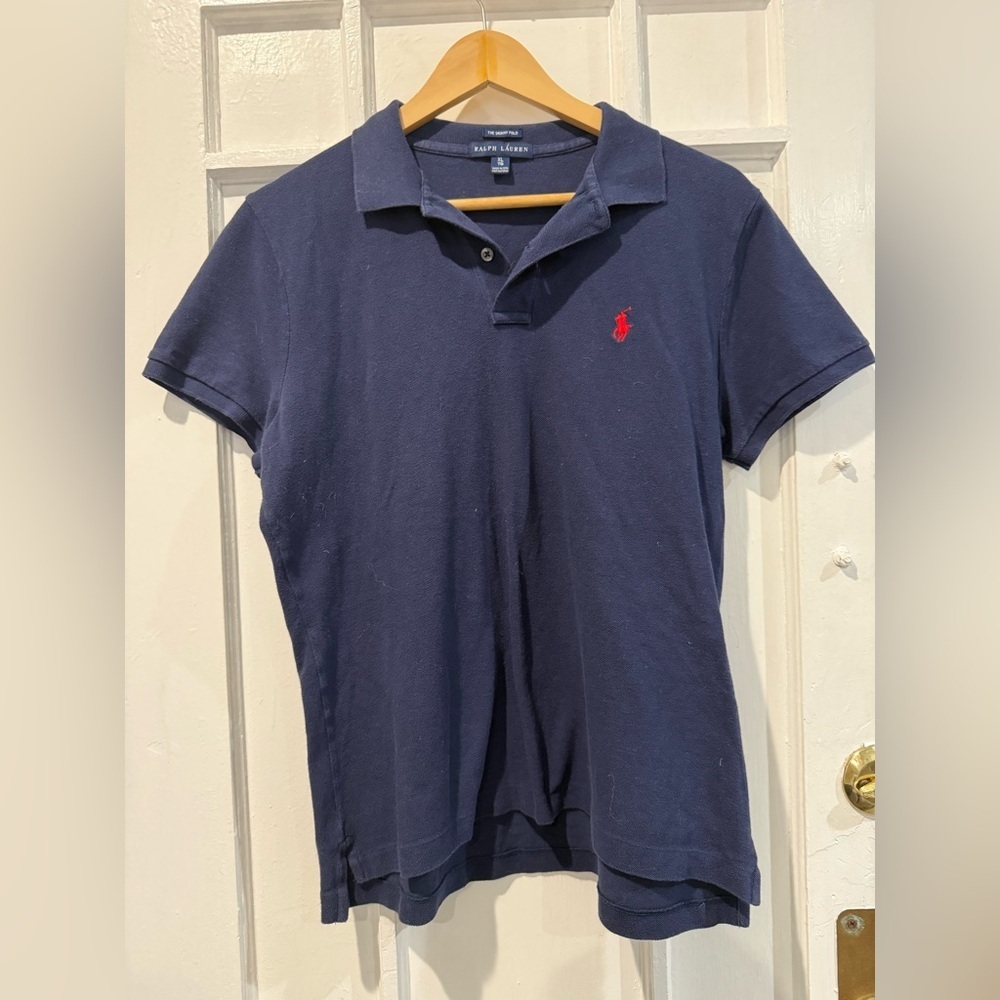 Ralph Lauren Navy Polo Shirt with Red Pony Logo